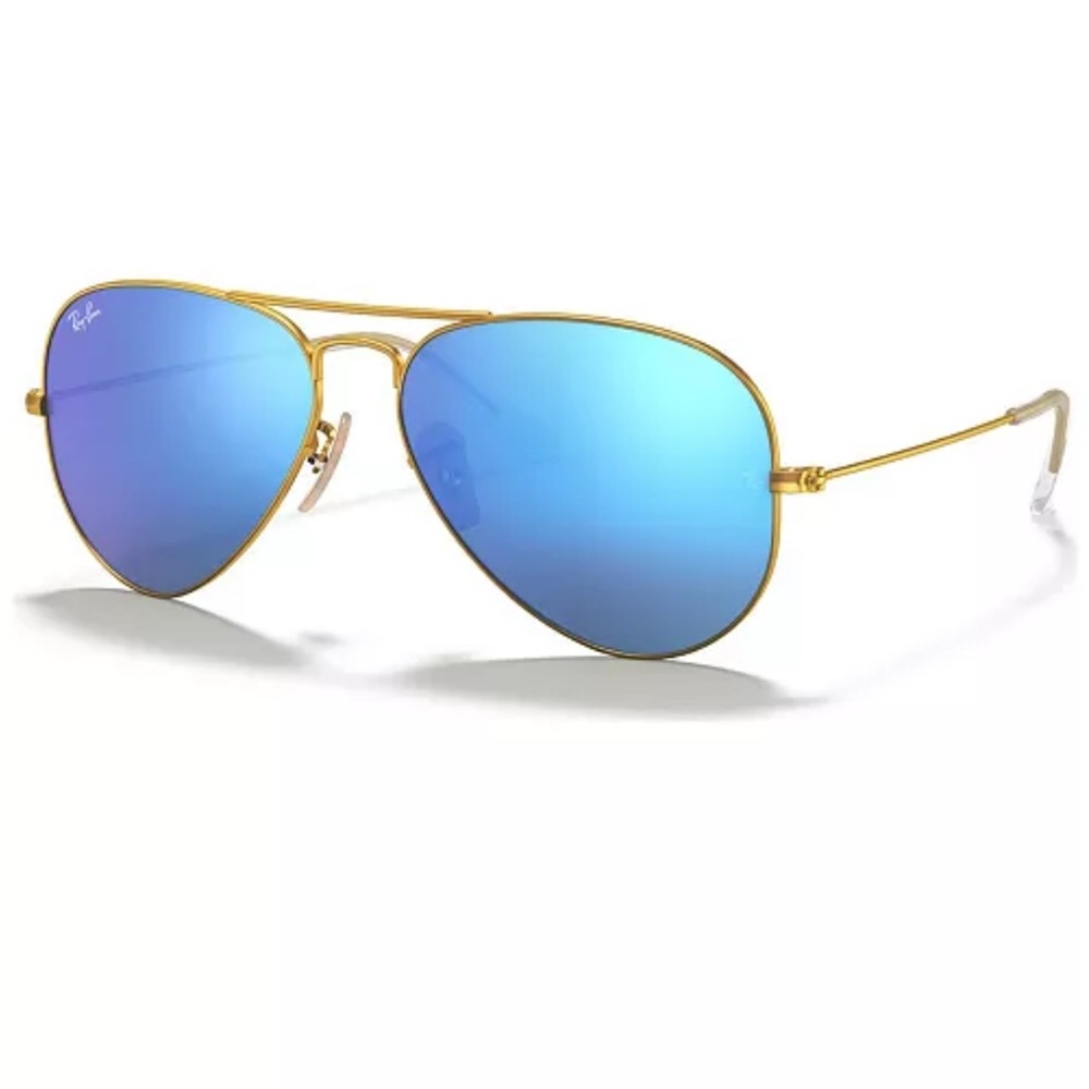 Ray-Ban Aviator Sunglasses with Gold Frame and Blue Lenses
